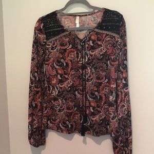 END OF YEAR SALE! | Xhilaration Maroon Long Sleeve Top with Ties